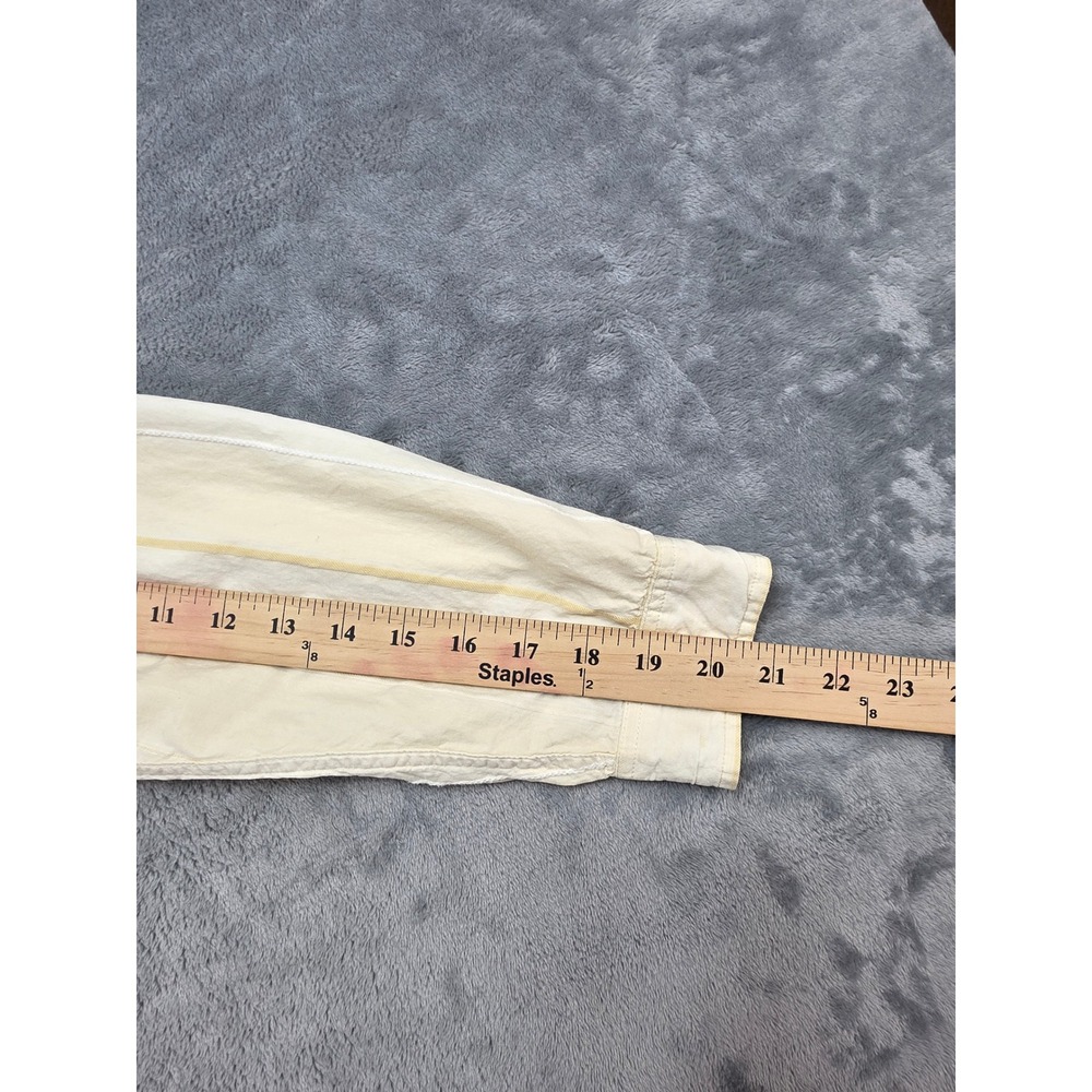 Rough Stock Panhandle Slim Mens XL Western Pearl Snap Shirt Cream Yellow Stripe - Picture 6 of 9